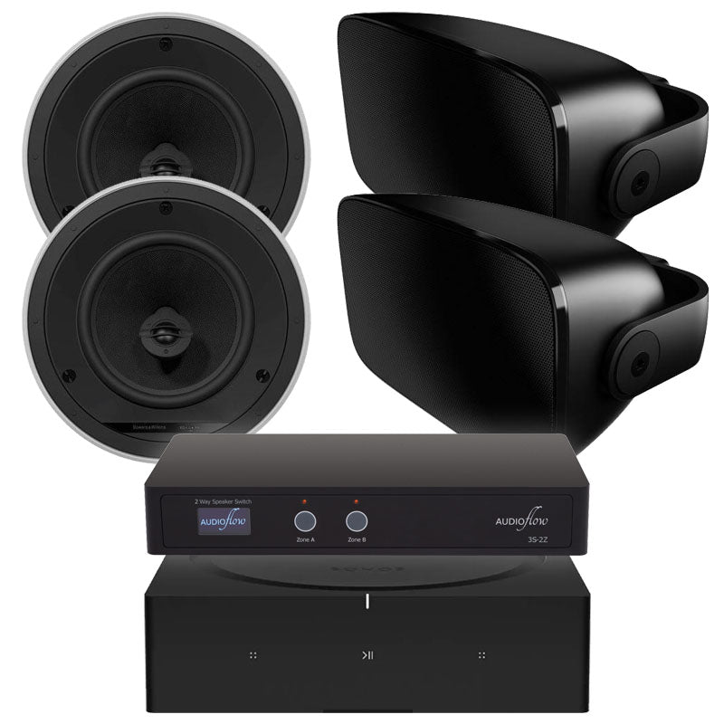 Sonos Amp B&W CCM684 AM-1 2-Zone In-Ceiling Outdoor Package