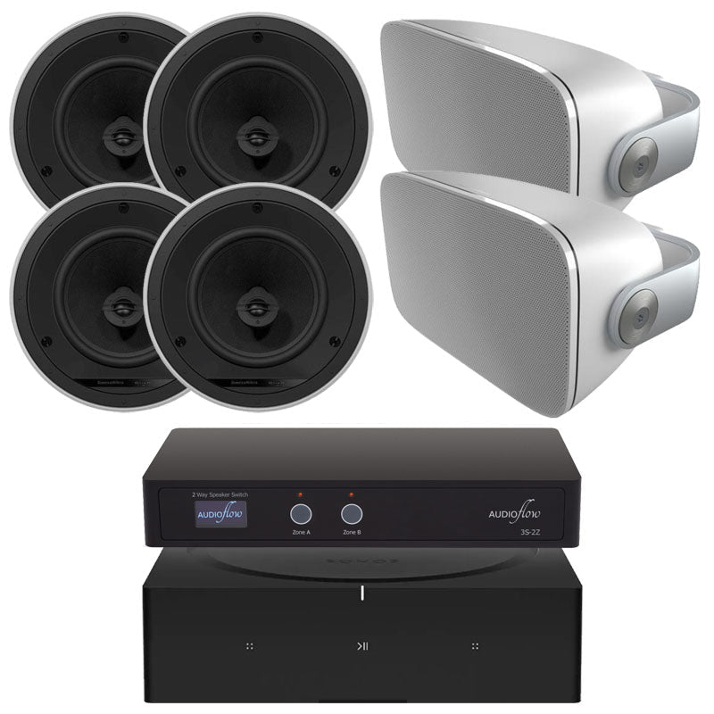 Sonos Amp B&W CCM684 AM-1 2/3-Zone In-Ceiling Outdoor Package