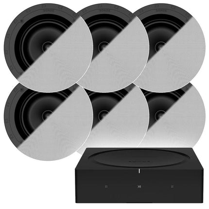 Sonos Amp & 6 x Sonos In-Ceiling Speakers by Sonance (8-Inch)